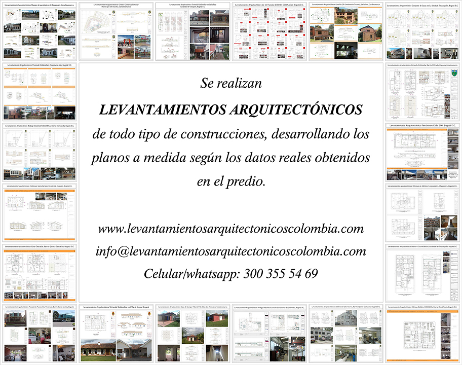 LEVANTAMIENTOS ARQUITECTÓNICOS de todo tipo de construcciones, desarrollando los planos, croquis de plantas y fachadas